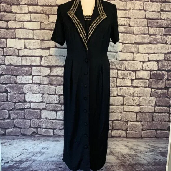 S.L. Fashion Vintage Black Dress Size 12 - Picture 2 of 11